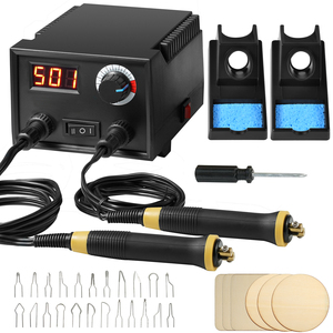 <span class=keywords><strong>Kit</strong></span> de stylo à bois pour bricolage Outils de sculpture Station de <span class=keywords><strong>pyrogravure</strong></span> avec 23 embouts de <span class=keywords><strong>pyrogravure</strong></span> et 6 sac à outils pour planche de pratique - Product Image 1