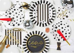 Platos de Papel Desechables Negros y Dorados de 9 Pulgadas, Estilo Moderno, Venta Caliente, Directo de Fábrica, OEM, Decoraciones para Fiestas - Product Image 2