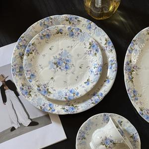 Nuevas tazas de cerámica con relieve de flor de Rosa Azul francesa, platos, cuencos, pedestales, almacenamiento de postres de estilo occidental, presentación en el hogar - Product Image 2