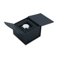 Carton personnalisé noir papier texture de luxe double ouverture montre intelligente boîtes et étuis d'emballage cadeau boîte à rouleau de montre avec logo