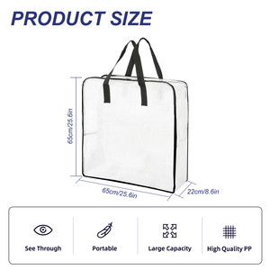 Travel Moving <strong>Bag</strong> Reinforced Handle Extra Large Capacity Zipper Closet Quilt Blanket Organizer <strong>Bags</strong> Transparent <strong>Storage</strong> <strong>Bags</strong> - Product Image 5