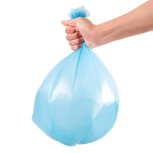 Custom Blue Flat Top Medium Garbage Trash Bag Plastic Bag on roll Factory Supplier
