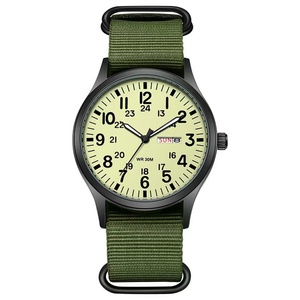 Vintage Large Numerals Quartz <b>Watch</b> Green Woven Canvas Strap Buckle Convenient Outdoor Design for <b>Men</b> Green Disposable Durable - Product Image 5