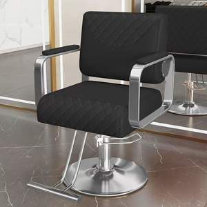 Silla de Barbero Ergonómica de Estilo Nórdico, Giratoria 360 Grados, Altura Ajustable, Bomba Hidráulica, Metal Resistente, Cuero Sintético - Product Image 3