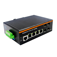 Switch industriel géré Gigabit de couche 3 à 8 ports, 4 ports fibre SFP + 4 ports Ethernet RJ45, double alimentation DC12-57V, -40~85°C ° C