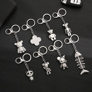 Personalidad creativa oso conejo Animal llavero completo diamante tormenta violento colgante duradero titanio acero dibujos animados Metal - Product Image 2