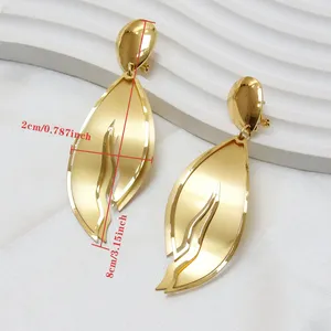 MEIZI Earrings18K Gold Fine Jewelry Fashion Leaves Vintage 18K Gold Silver Earring Sets Hanging Dangler Hoop Earring for Woman