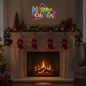 Insegna al Neon 'Felice Anno Nuovo' Colorata, Insegna LED per Festività, Decorazione Murale Natalizia, Scritta 'Cheers' per Natale - Product Image 6