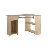 Bureau d'ordinateur de jeu en bois massif en forme de L de 118 cm avec éclairage LED, plateau pour clavier et rangement CPU pour la maison, le bureau et les jeux