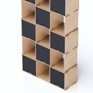 Librerie Modulari Artigianali Nere Personalizzabili 110x40x201cm, Scaffale a Parete in Legno Componibile per Soggiorno, Tre Ripiani - Product Image 4