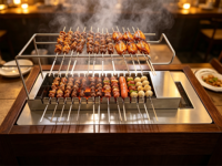 Barbecue Électrique Rotatif Automatique Sans Fumée 3400W pour Intérieur, Machine à Kebab de Table avec 16 Brochettes