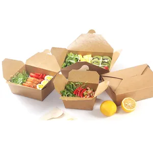 Embalaje desechable personalizable, pizarra blanca kraft, caja de papel para comida, proveedor