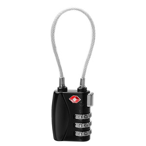 Cadenas à combinaison approuvé TSA 719 en alliage de zinc noir et argent, avec câble, pour valise – Sécurité de voyage - Product Image 2