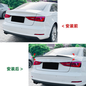 Audi A3 8V Rear Spoiler Blade Style M4 Piano <b>Black</b> Carbon Fiber Texture ABS Trunk <b>Wing</b> 2014-2020 Sedan - Product Image 4