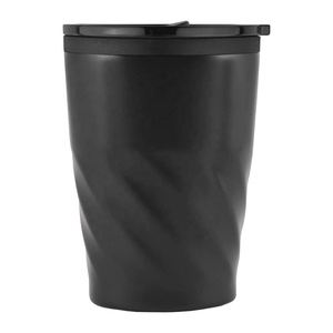Taza Ello Twist de 350ml y 12oz al por mayor, taza de acero inoxidable 304, regalo promocional MS034, taza de doble pared con tapa de plástico negro en stock - Product Image 4