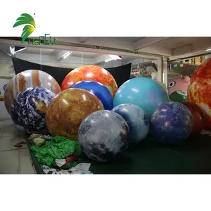 Space theme party decoration Balloon planet inflatable earth moon Sun nine planets hanging led Inflatable