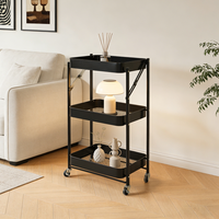 Chariot de rangement roulant à 3 niveaux 45*29*77cm, chariot utilitaire en métal avec roues verrouillables pour cuisine, salle de bain, maison, bureau