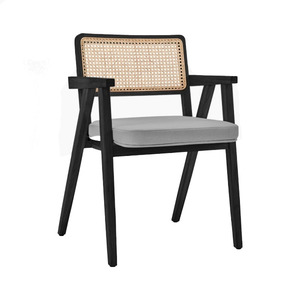 Custom Luxury Cane Living Room Retro Solid Wood Rattan Armchair for Dining Kitchen - Product Image 1