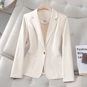 Women's Blazer Green Solid Color Single Button Wool Blend Professional Office Wear - Product Image 2