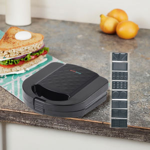 2 rebanadas desmontable intercambiable 8 en 1 Placa tuerca Arepa Donut Panini Press Grill 750W DIY tostadas Waffle Sandwich Maker - Product Image 1