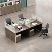 Poste de travail modulaire commercial avec cloison de bureau, bureau informatique pour 1, 2, 4 ou 6 personnes avec écran en verre dépoli pour bureau