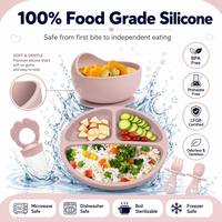 Ensemble de vaisselle pour enfants sans BPA, bol en silicone avec ventouse, assiette, set d'alimentation pour bébé, set d'alimentation en silicone