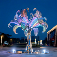 Lampes paysagères lumineuses en acier inoxydable coloré, étanches IP65, à intensité variable, en forme de sculpture d'arbre, sur mesure