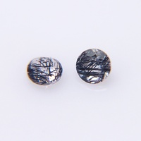 Quartz Rutile Noir Naturel 4mm, Taille Brillante, Effet de Couleurs et de Feu, Pierre Précieuse Libre, Pointe de Cristal pour Artisanat