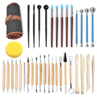 Kit d'outils de poterie pour la sculpture en argile polymère séchée à l'air, fournitures en céramique pour enfants et adultes, ensemble de papeterie de modelage, 36 pièces