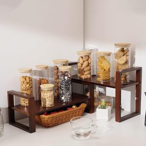 Wooden extendable storage and organization <b>shelf</b>, multi-functional tiered storage <b>shelf</b> for office desks and organization. - Product Image 3