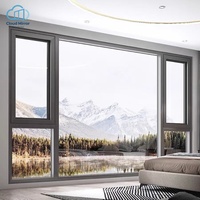 Fenêtre à battant en aluminium avec moustiquaire intégrée, grand vitrage trempé pour salon, villa, exportation à l'étranger