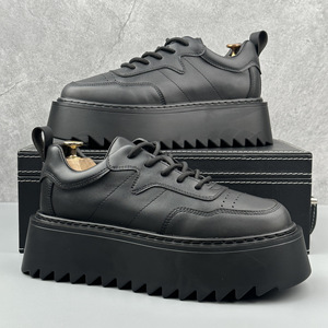 Chaussures de skate décontractées pour hommes, nouvelle collection automne, en cuir synthétique, à semelle épaisse, rehaussantes, respirantes, à lacets - Product Image 2