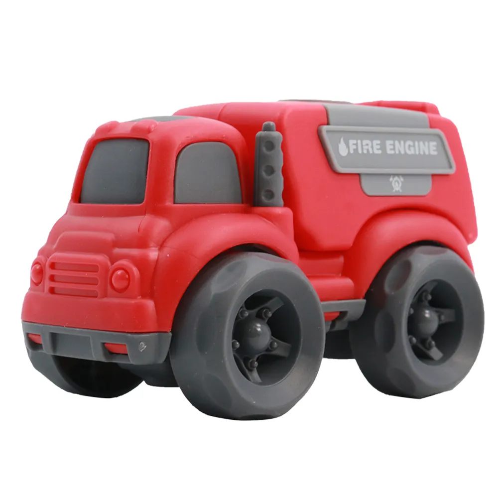 Huiye Wholesale baby learning free wheel car model cartoon plastic friction toy vehicles rescue toy fire truck toy