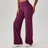 Pantalon évasé à jambes larges pour femme avec logo personnalisé, taille haute, décontracté, pour yoga et fitness, 4002