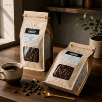 Pochette d'emballage personnalisée pour grains de café, sachets octogonaux à soufflets latéraux, emballage de café pour la vente au détail