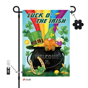 2024 ngày thánh Patrick cờ vườn Irish shamrock Chào mừng hai mặt biểu ngữ sân cờ nhà biểu ngữ bãi cỏ cờ ngoài trời trang trí