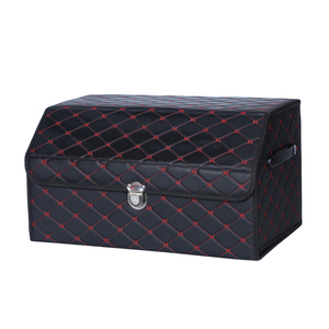 large capacity Car boot organiser with lid portable and foldable car storage box waterproof PU Leather car Trunk Organizer