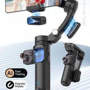 Stabilisateur de cardan trois axes professionnel M03 intelligent avec suivi IA du visage, anti-tremblement, trépied, microphone sans fil et lumière d'appoint - Product Image 2