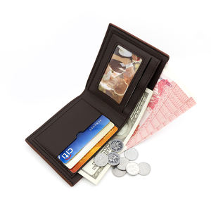 Billetera de Negocios para Hombre Multifuncional de Dos Pliegues Color Arena con Espacio para Billetes, Logo Dorado Claro y Diseño Ligero - Product Image 5