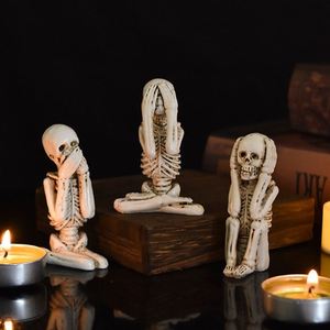 Figuras de Esqueleto en Pose de Yoga para Fiesta de Halloween, Estatuas en Forma de Calavera, Pequeñas Esculturas de Resina, Adornos Decorativos - Product Image 4
