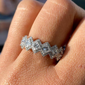 Anello con Diamante Taglio Principessa F1193 in Oro Bianco, Stile Classico per Fidanzamento Femminile, Diamante Naturale Colore D - Product Image 3