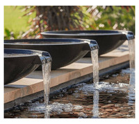 Natürlicher Matt Schwarz Grau Granit Basalt Steinbrunnen Geschnitzte Fließende Wasserschale Für Schwimmbad Landschafts projekt