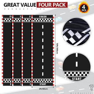 Mantel de Mesa de Diseño de Pista de Carreras Larga para Decoración de Fiestas, Lavable, Negro, con Temática de Carreras de Drag - Product Image 2