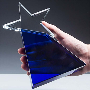 Trophée étoile en verre bleu personnalisé Écrits de logo gravés au laser en cristal clair pour les événements de danse <span class=keywords><strong>Concours</strong></span> de beauté scolaire Poli - Product Image 6