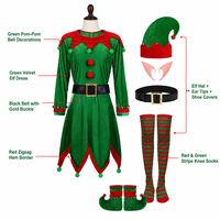 Costume d'elfe de Noël pour femme adulte, robe en velours vert, bandeau avec oreilles d'elfe, fournisseur