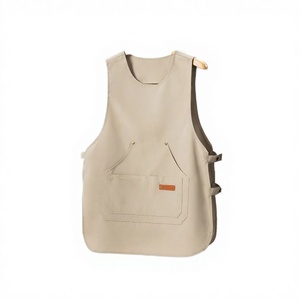 Delantal de tela tejida de seda estampada de doble cara con mangas largas para jardinería, pintura, barbería, trabajo, restaurante, bar, uniformes - Product Image 3