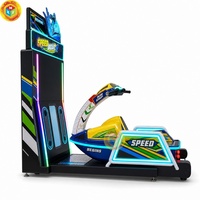 Machine de jeu d'arcade de course de bateaux rapides avec grand écran et lumières LED, équipement de divertissement à monnayeur