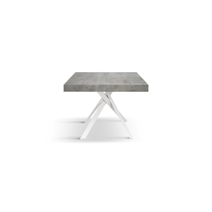 Fulvio Extendable <b>Dining</b> <b>Table</b> 95 To 145 Cm Cement Grey Melamine Top <b>White</b> Crossed Legs Internal Use - Product Image 1