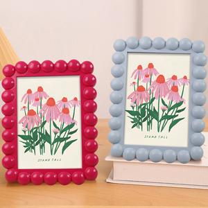 HOMCO Nordic INS Style Beaded Eco-friendly Resin Spray Painting <strong>Photo</strong> <strong>Frame</strong> Aesthetic Modern Tabletop Portable <strong>Photo</strong> <strong>Frame</strong> - Product Image 1