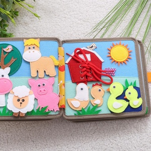 Jouets éducatifs Montessori au prix d'usine BABUR, livres <span class=keywords><strong>en</strong></span> feutre de coton 3D girafe et cerf à 10 pages, livres silencieux et d'activités pour enfants - Product Image 3